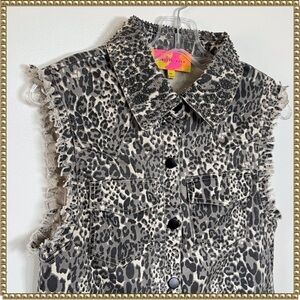 English Rose Animal Print Sleeveless Top Vest Small Medium